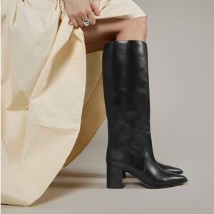 Elegant Black Leather Knee-High Boots